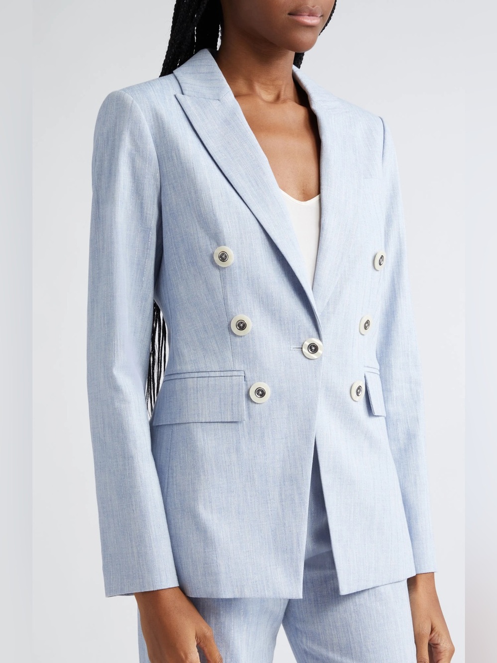 Veronica Beard Light Blue Double-Breasted Blazer